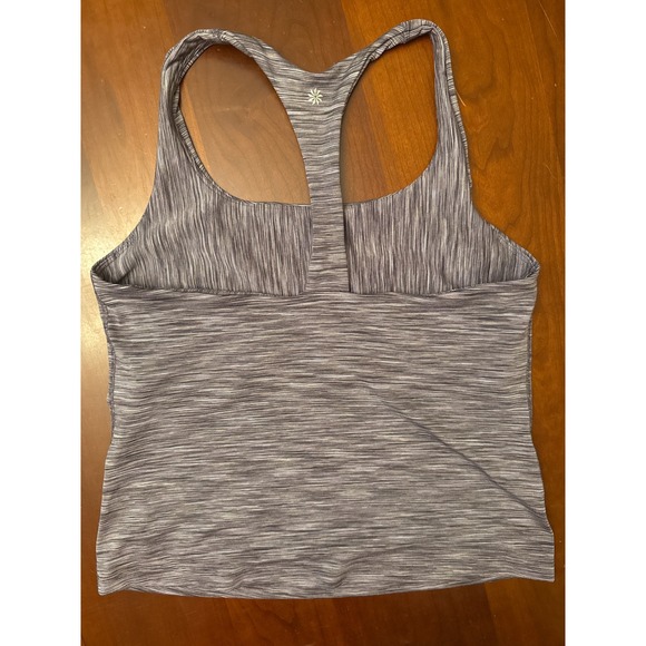 Athleta tank XL built in bra race back t-back grayish purple stripe workout - Picture 3 of 7